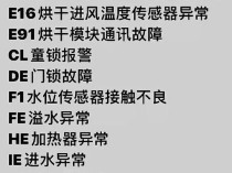 您的全自动洗衣机出现了哪些故障码？