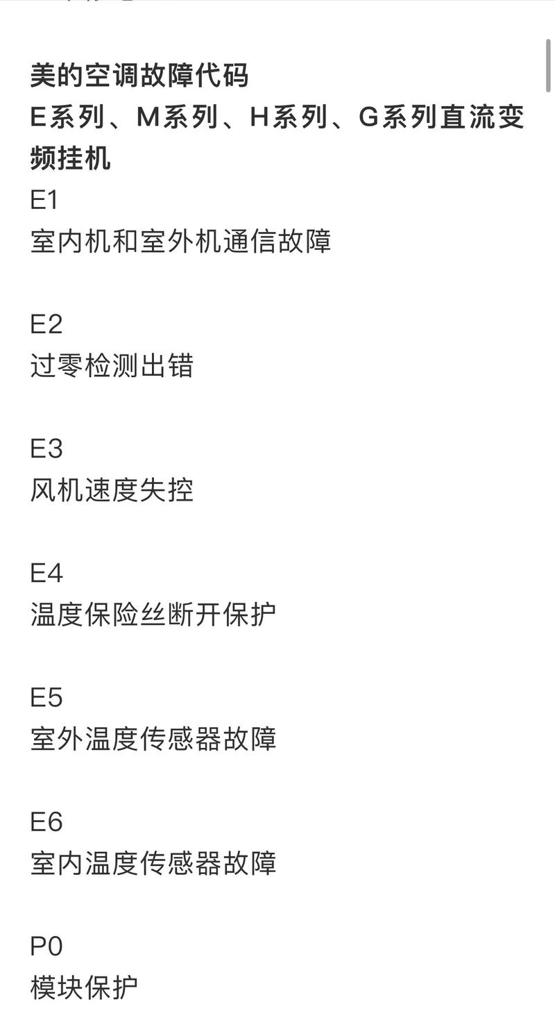 美的空调开机e1是什么故障代码